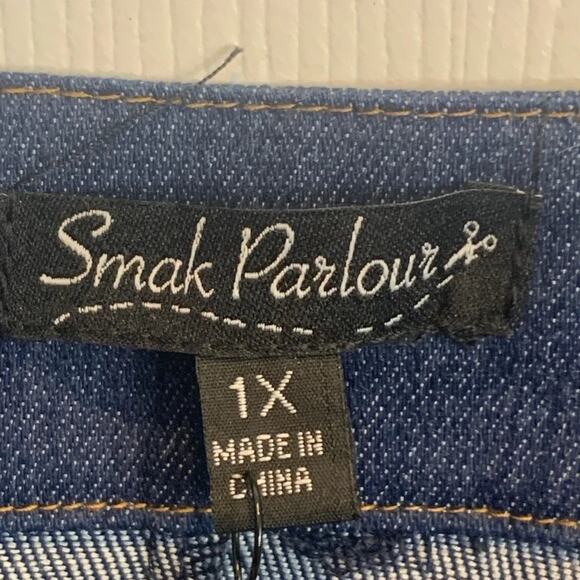 Unique New Unique Vintage Denim Button Suspender Skirt Scallop 1X #293 - Picture 4 of 6